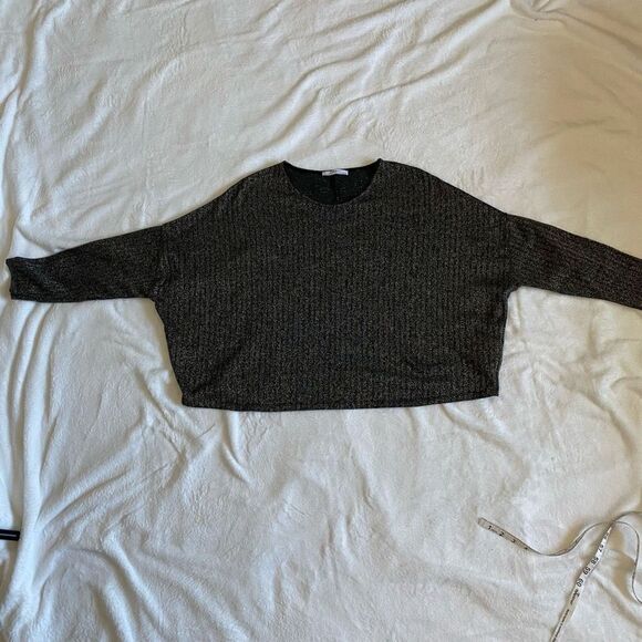 Zara Perfect Basics Looks Lightweight Knit Sweater Sparkly Brown Fall - Picture 2 of 10